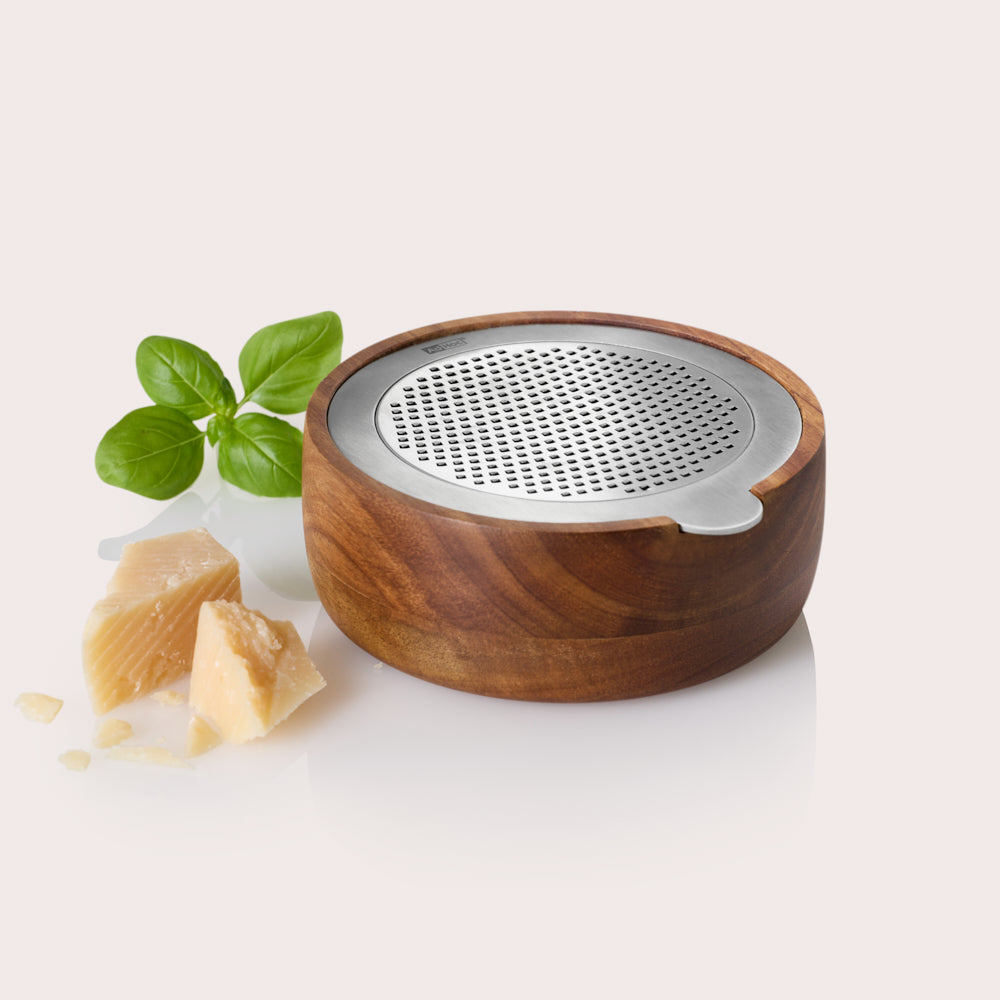 Round Fine Table Grater - AdHoc CutnServe (Acacia & Stainless Steel)