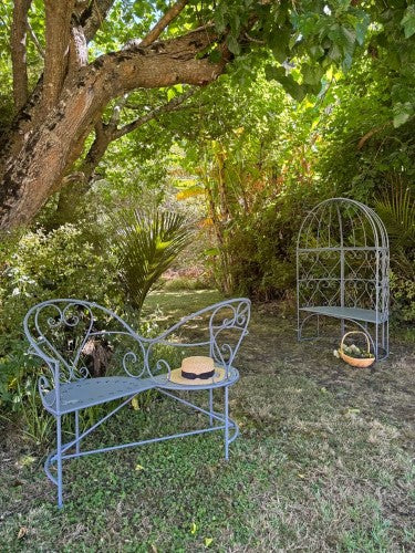 Outdoor Metal Love Seat Bench Belle Époque Grey 111cm
