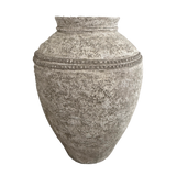 Terracotta Lombok Beaded Urn Rustic White Large 45 x 60cm