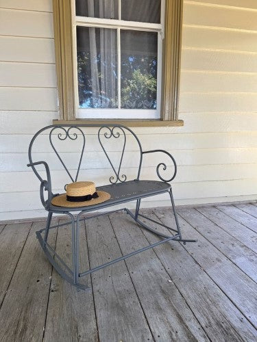 Outdoor Metal Rocking Bench Belle Époque Grey 101cm