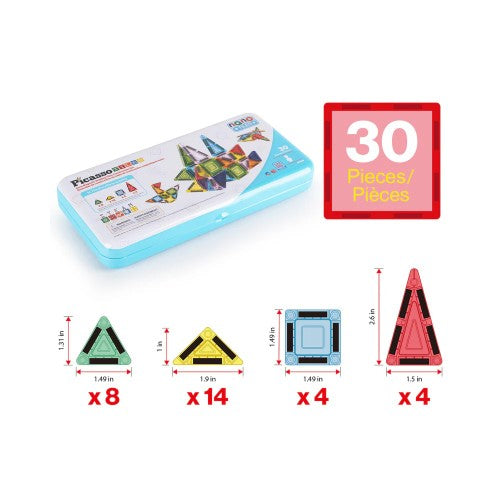 PicassoTiles 30pc Nano Magnetic Building Tiles Construction Set