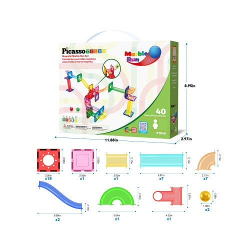 PicassoTiles 40pc Marble Run Building Blocks Connecting Set