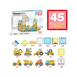 PicassoTiles Magnetic Tile Construction Adventure Set with Vehicle Figures