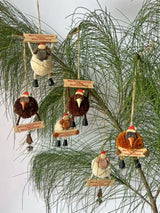 Wooden Christmas Pompom Kiwi Hanging Ornaments 36pc