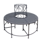 Outdoor Metal Tree Bench Belle Époque Grey 120cm