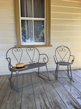 Outdoor Metal Rocking Bench Belle Époque Grey 101cm