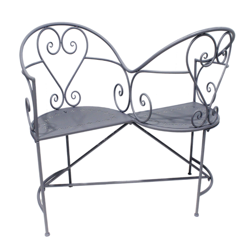 Outdoor Metal Love Seat Bench Belle Époque Grey 111cm
