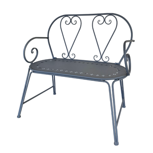 Outdoor Metal Garden Bench Belle Époque Grey 101cm