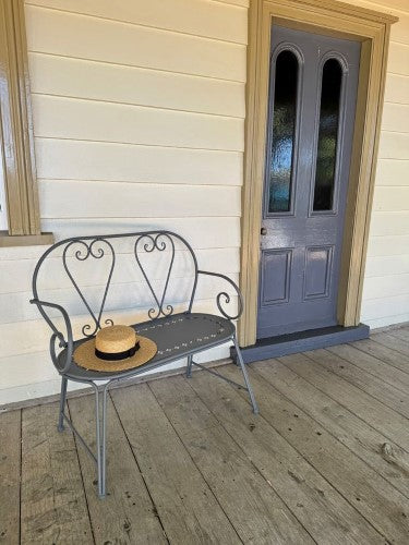 Outdoor Metal Garden Bench Belle Époque Grey 101cm
