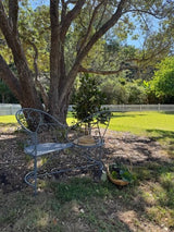 Outdoor Metal Love Seat Bench Belle Époque Grey 111cm