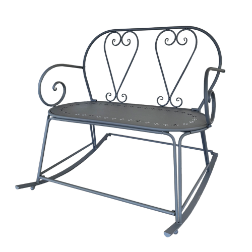 Outdoor Metal Rocking Bench Belle Époque Grey 101cm