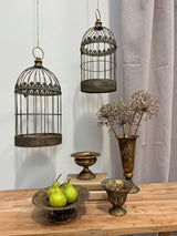 Aged Metal Decorative Bird Cages Indoor Outdoor Set of 2