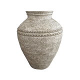 Terracotta Lombok Beaded Urn Rustic White Medium 40 x 50cm