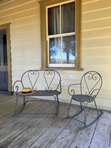 Outdoor Metal Rocking Bench Belle Époque Grey 101cm