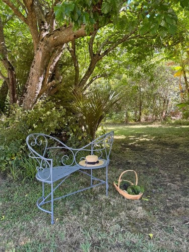 Outdoor Metal Love Seat Bench Belle Époque Grey 111cm