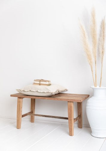 Recycled Teak Wide Bench Natural 100 x 45 x 45cm
