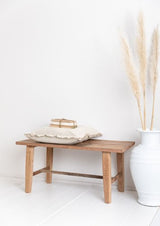 Recycled Teak Wide Bench Natural 100 x 45 x 45cm