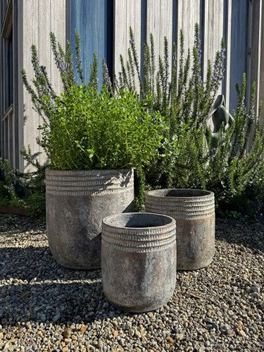 Weathered Black Sumatra Giri Garden Pots Set of 3