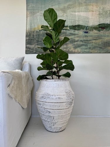 Terracotta Lombok Mia Beaded Planter Whitewash Large