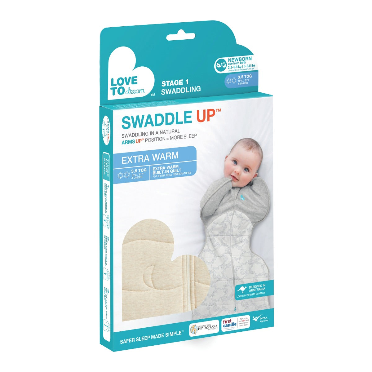 Love to Dream Swaddle Up™ Extra Warm 3.5 TOG - Blush Heart Oatmeal - Newborn