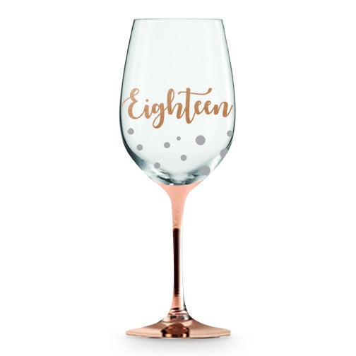 18th Rose Gold Stem Wine Glass 430ml