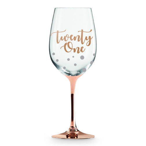 21st Rose Gold Stem Wine Glass 430ml