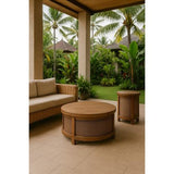 SANTORINI ELM & RATTAN ROUND SIDE TABLE