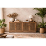 SANTORINI ELM SIDBOARD W/4 RATTAN DOORS