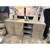 SANTORINI ELM SIDBOARD W/4 RATTAN DOORS