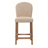 AMBERLEY FABRIC BENCH HEIGHT BARSTOOL W/ LEATHER HANDLE & STUDS