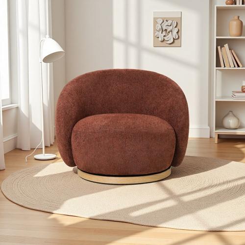MIAMI SWIVEL CHAIR XL W/WOOD BASE - BURNT OCHRE