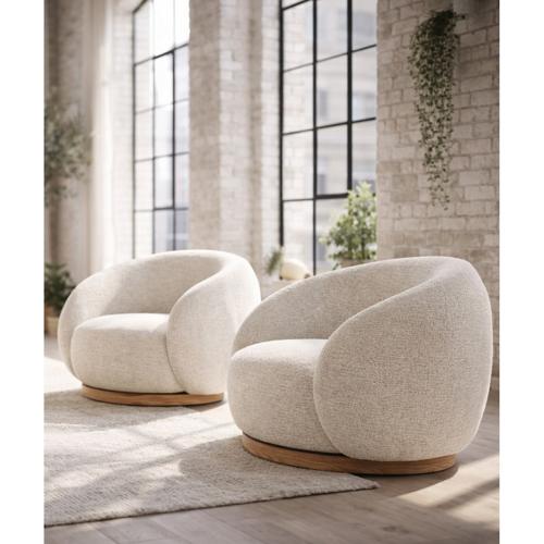 MIAMI SWIVEL CHAIR XL W/WOOD BASE - SEASHELL