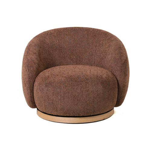 MIAMI SWIVEL CHAIR XL W/WOOD BASE - TOBACCO