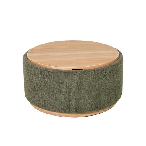 MIAMI TRAY OTTOMAN XL W/WOOD BASE - MOSS GREEN