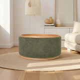 MIAMI TRAY OTTOMAN XL W/WOOD BASE - MOSS GREEN
