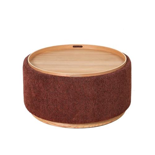 MIAMI TRAY OTTOMAN XL W/WOOD BASE - BURNT OCHRE