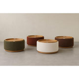 MIAMI TRAY OTTOMAN XL W/WOOD BASE - BURNT OCHRE
