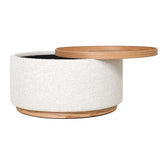 MIAMI TRAY OTTOMAN XL W/WOOD BASE - SEASHELL