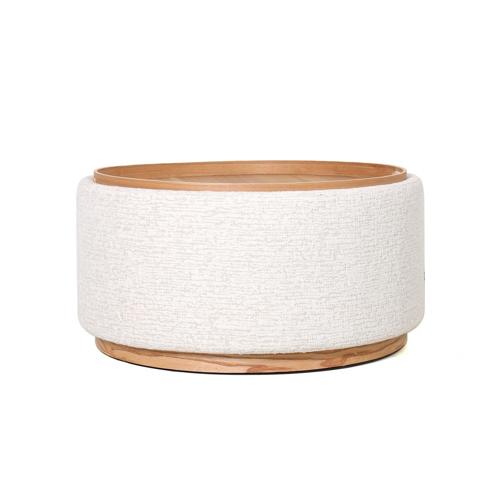 MIAMI TRAY OTTOMAN XL W/WOOD BASE - SEASHELL
