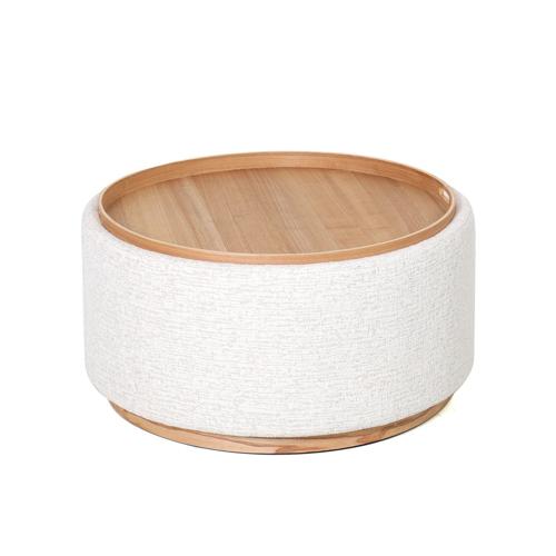 MIAMI TRAY OTTOMAN XL W/WOOD BASE - SEASHELL