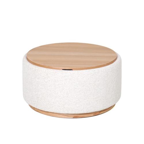 MIAMI TRAY OTTOMAN XL W/WOOD BASE - SEASHELL