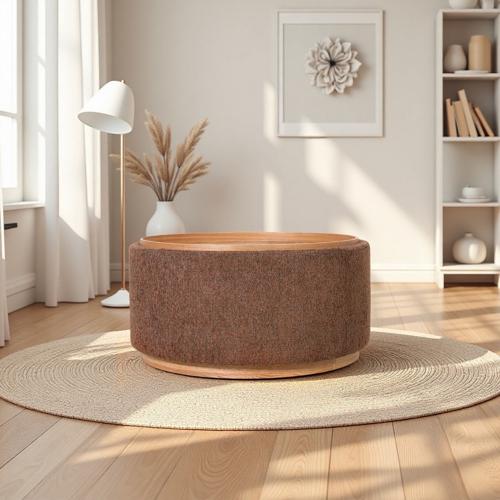 MIAMI TRAY OTTOMAN XL W/WOOD BASE - TOBACCO