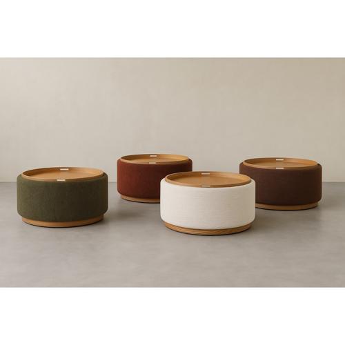 MIAMI TRAY OTTOMAN XL W/WOOD BASE - TOBACCO
