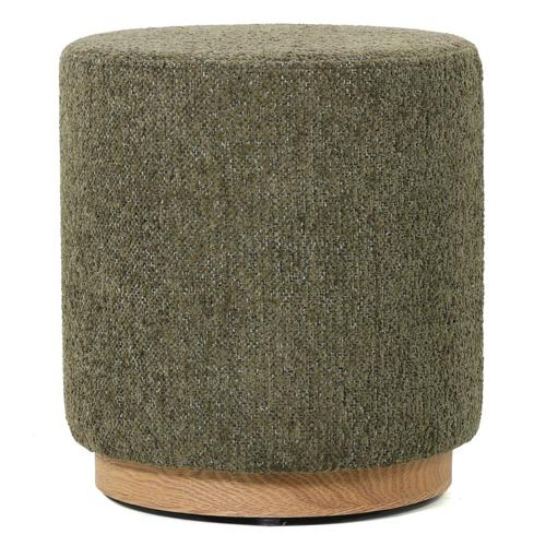 MIAMI OTTOMAN W/WOOD BASE - MOSS GREEN