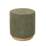 MIAMI OTTOMAN W/WOOD BASE - MOSS GREEN