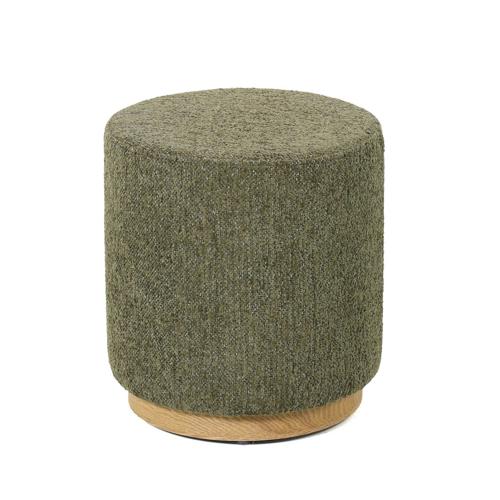 MIAMI OTTOMAN W/WOOD BASE - MOSS GREEN