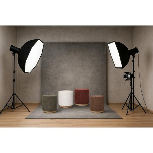 MIAMI OTTOMAN W/WOOD BASE - MOSS GREEN