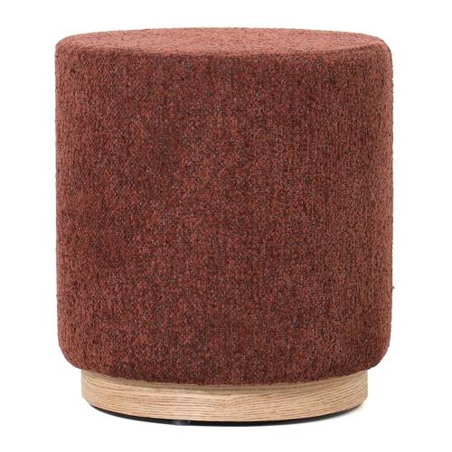 MIAMI OTTOMAN W/WOOD BASE - BURNT OCHRE