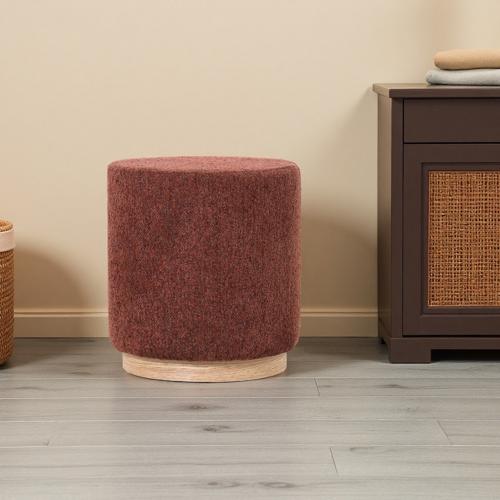 MIAMI OTTOMAN W/WOOD BASE - BURNT OCHRE