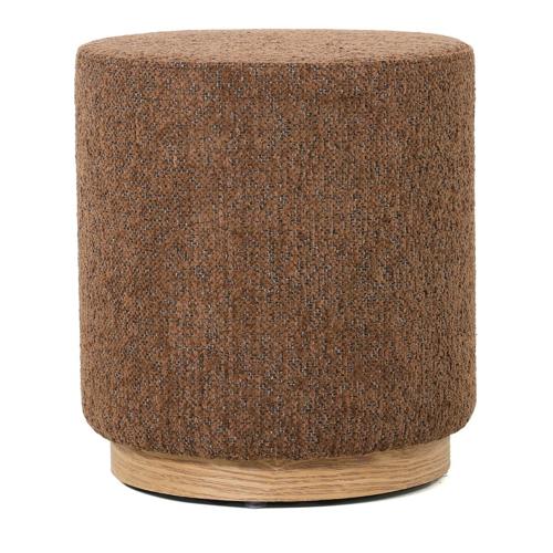MIAMI OTTOMAN W/WOOD BASE - TOBACCO